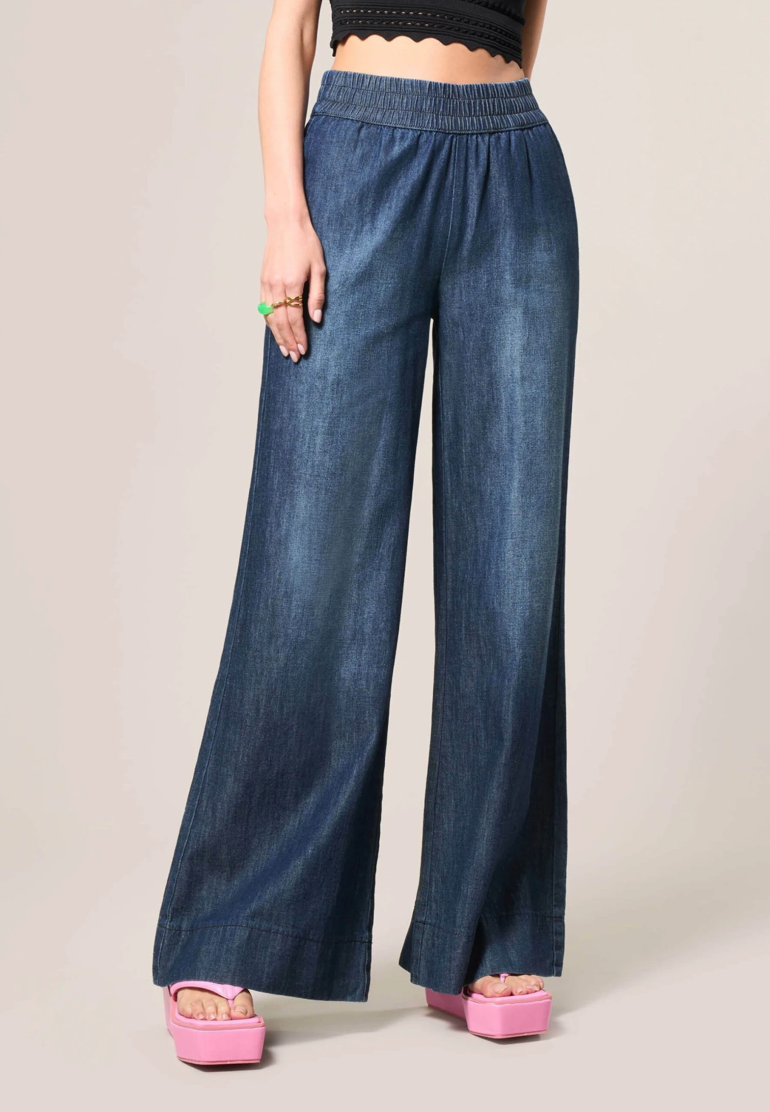 Palazzo- Flared Jeans - Medium Denim Blue 1 Palazzo- Flared Jeans - Medium Denim Blue