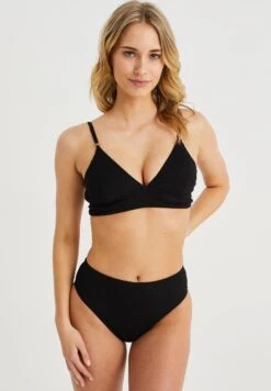 WE FASHION High Rise Met Structuur - Bikinibroekje - Black