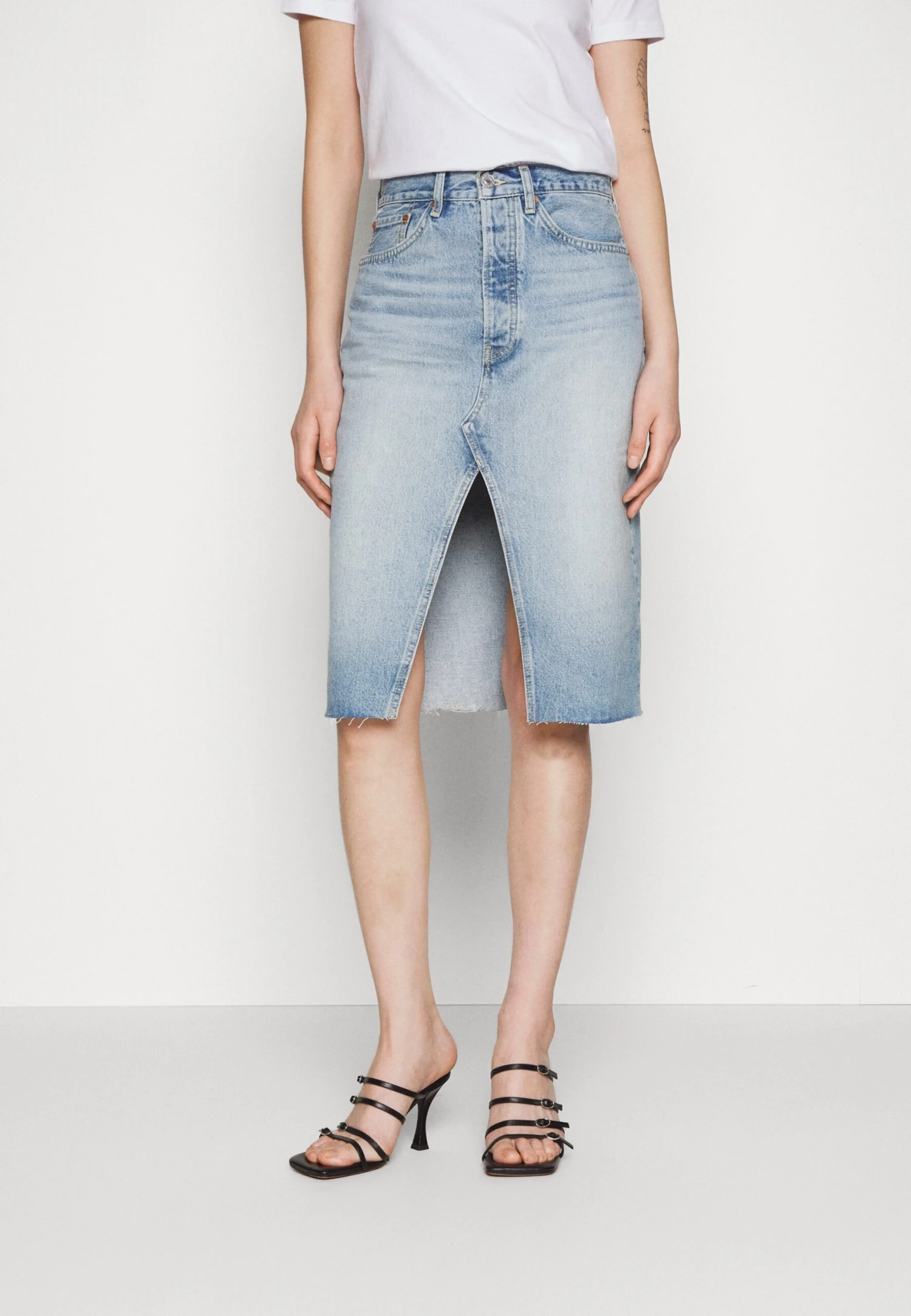 RE/DONE Midi Skirt - Kokerrok - Opal Indigo 3 RE/DONE Midi Skirt - Kokerrok - Opal Indigo - Afbeelding 3