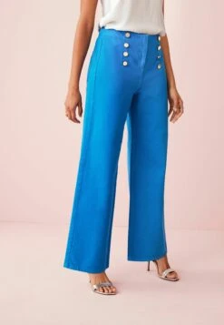 Next Gold Button Detail Standard - Flared Jeans - Blue
