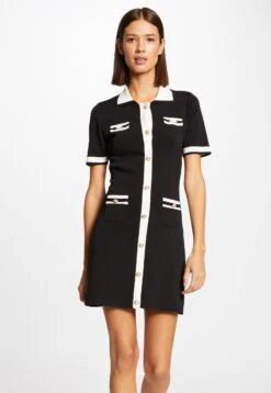 MORGAN Straight With Short Sleeves - Gebreide Jurk - Black