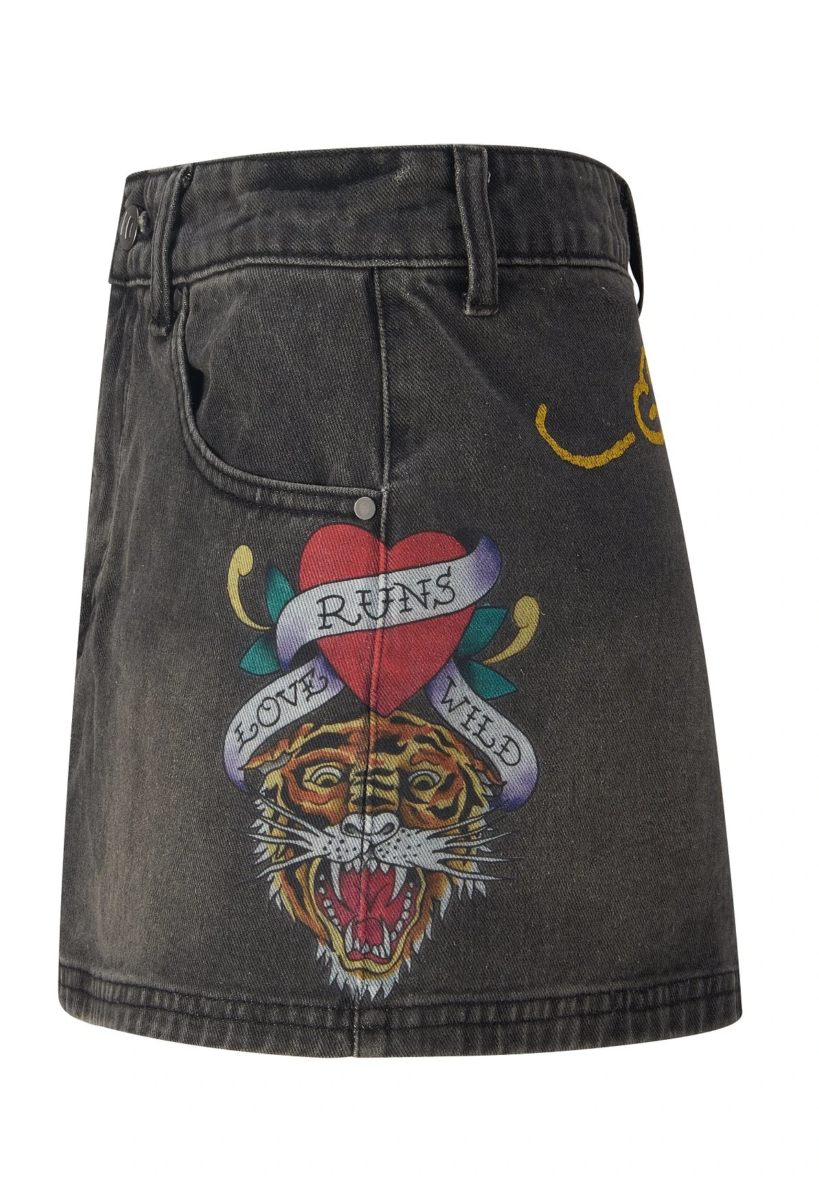 Ed Hardy Love Runs Wild- Jeansrok - Washed Black 6 Ed Hardy Love Runs Wild- Jeansrok - Washed Black - Afbeelding 6