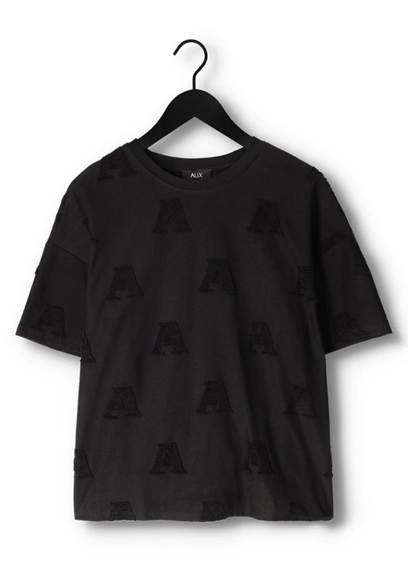 A Jacquard- T-Shirt Print - Zwart 4 A Jacquard- T-Shirt Print - Zwart - Afbeelding 4