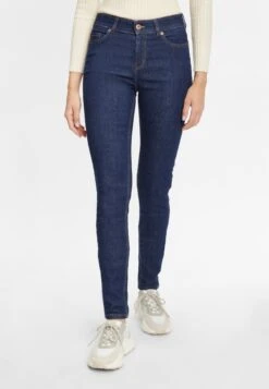 01:00 Slim Fit - Mid Waist - Jeans Skinny Fit - Dark Blue Rinse Washed