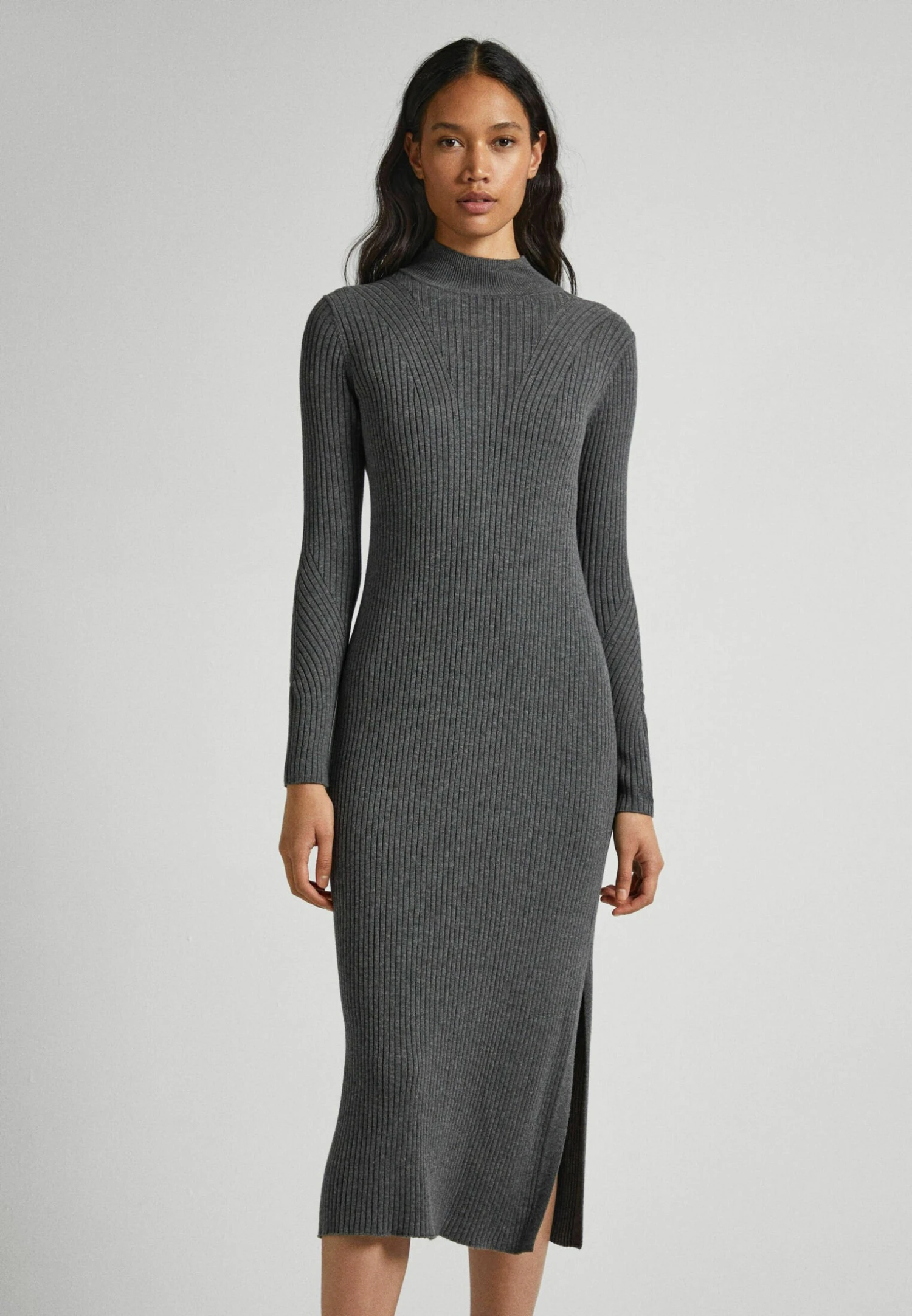 Pepe Jeans Dalia- Gebreide Jurk - Dark Grey 1 Pepe Jeans Dalia- Gebreide Jurk - Dark Grey