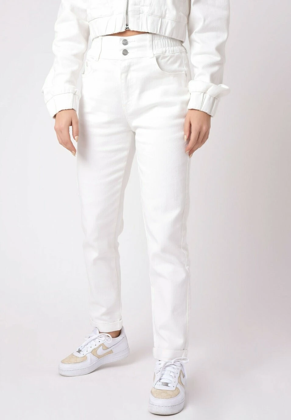Straight Leg Jeans - Blanc 1 Straight Leg Jeans - Blanc