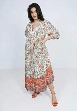 Longue De Sstyle Bohéme Motif Avec Une Base - Maxi-Jurk - Multicolore