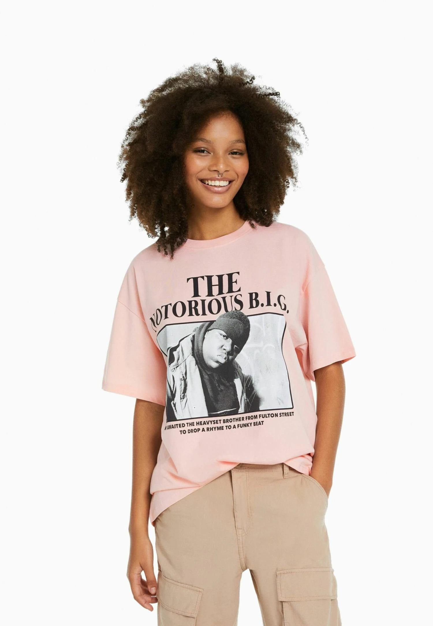 BERSHKA The Notorious B.I.G Short Sleeve - T-Shirt Print - Pink 1 BERSHKA The Notorious B.I.G Short Sleeve - T-Shirt Print - Pink