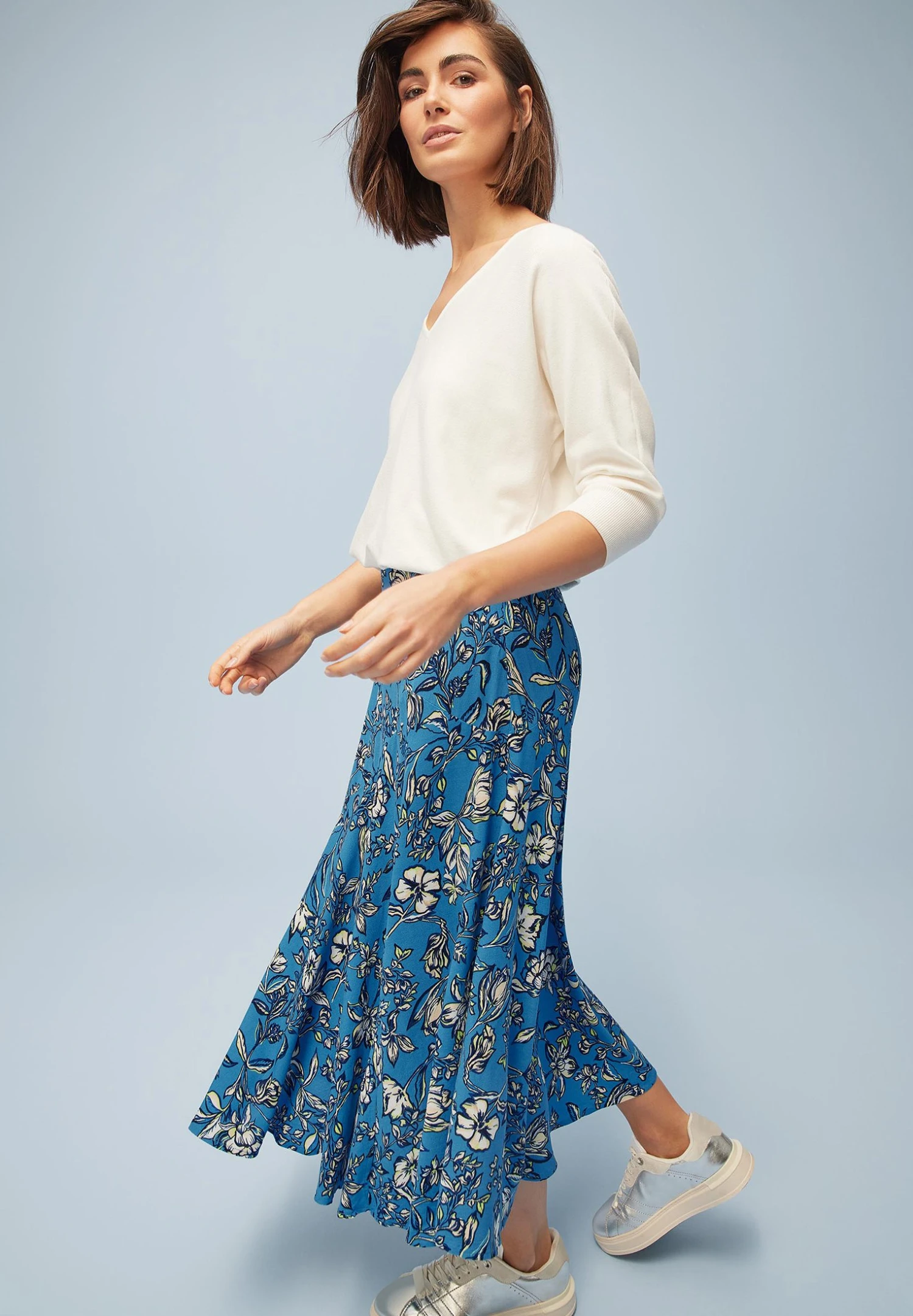 Zero Mit Druck - A-Lijn Rok - Light Bluecream 5 Zero Mit Druck - A-Lijn Rok - Light Bluecream - Afbeelding 5