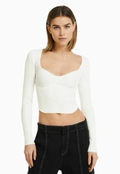 BERSHKA Corset - Longsleeve - Beige
