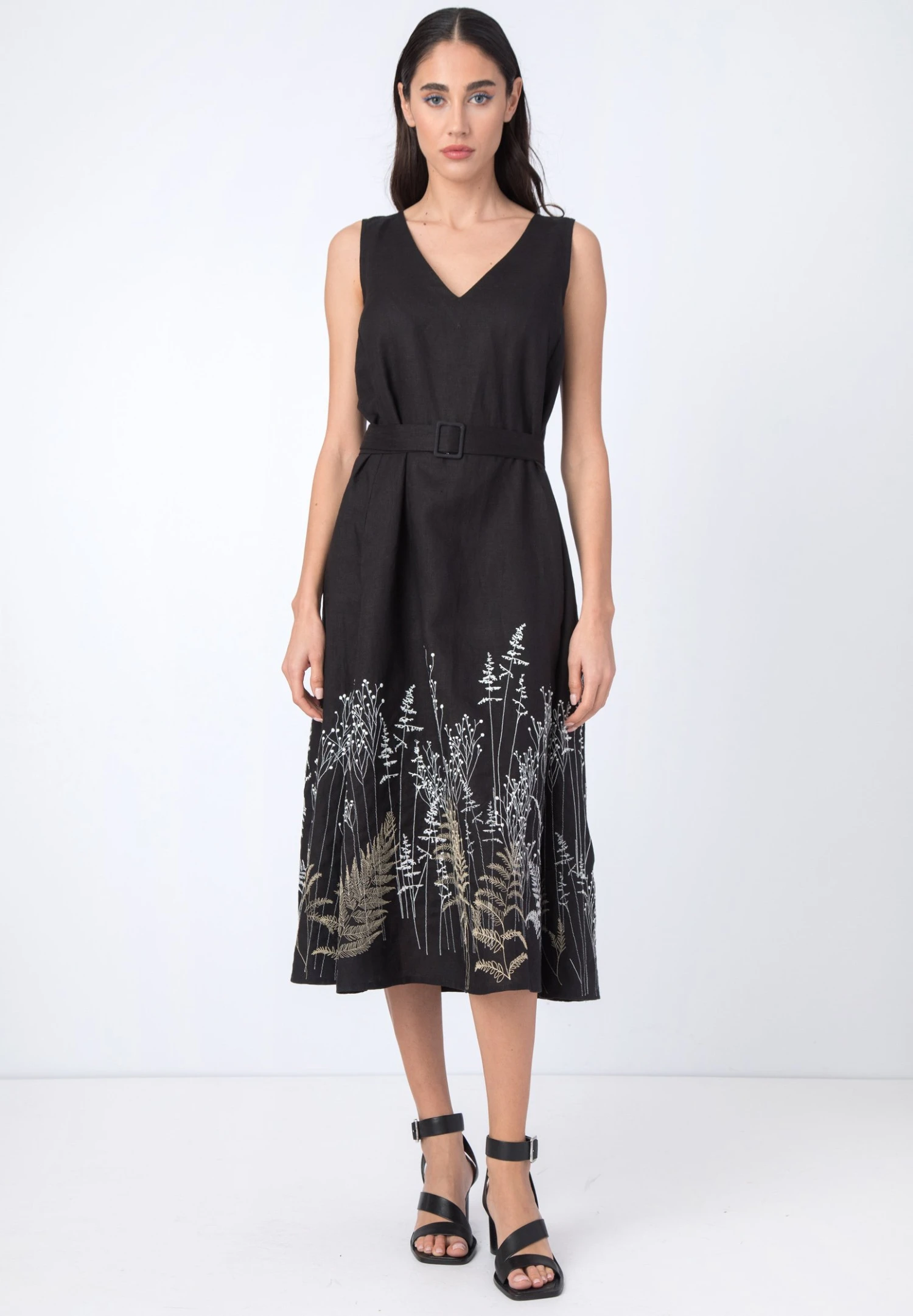 Embroidered Shadow Motif - Jurk - Black 1 Embroidered Shadow Motif - Jurk - Black