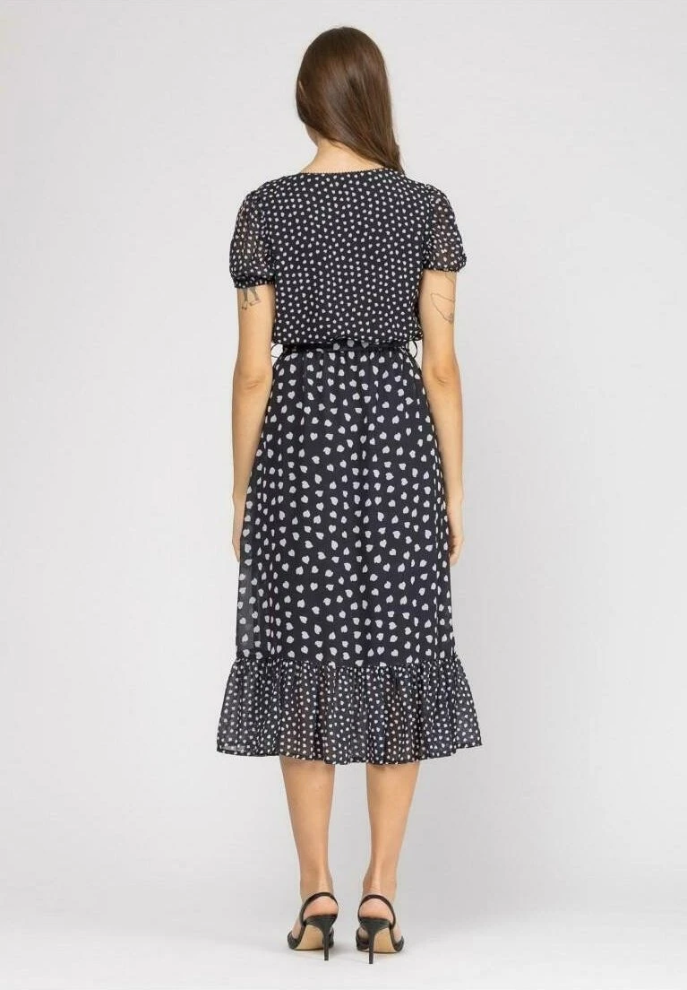 Midi Con Cintura Elástica - Jurk - Black White 3 Midi Con Cintura Elástica - Jurk - Black White - Afbeelding 3