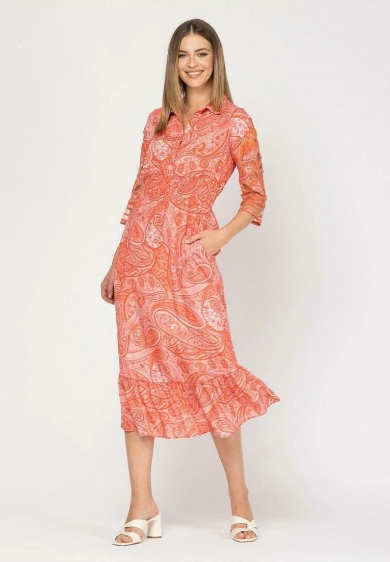 Midi De Cuello Solapa - Blousejurk - Coral 2 Midi De Cuello Solapa - Blousejurk - Coral - Afbeelding 2