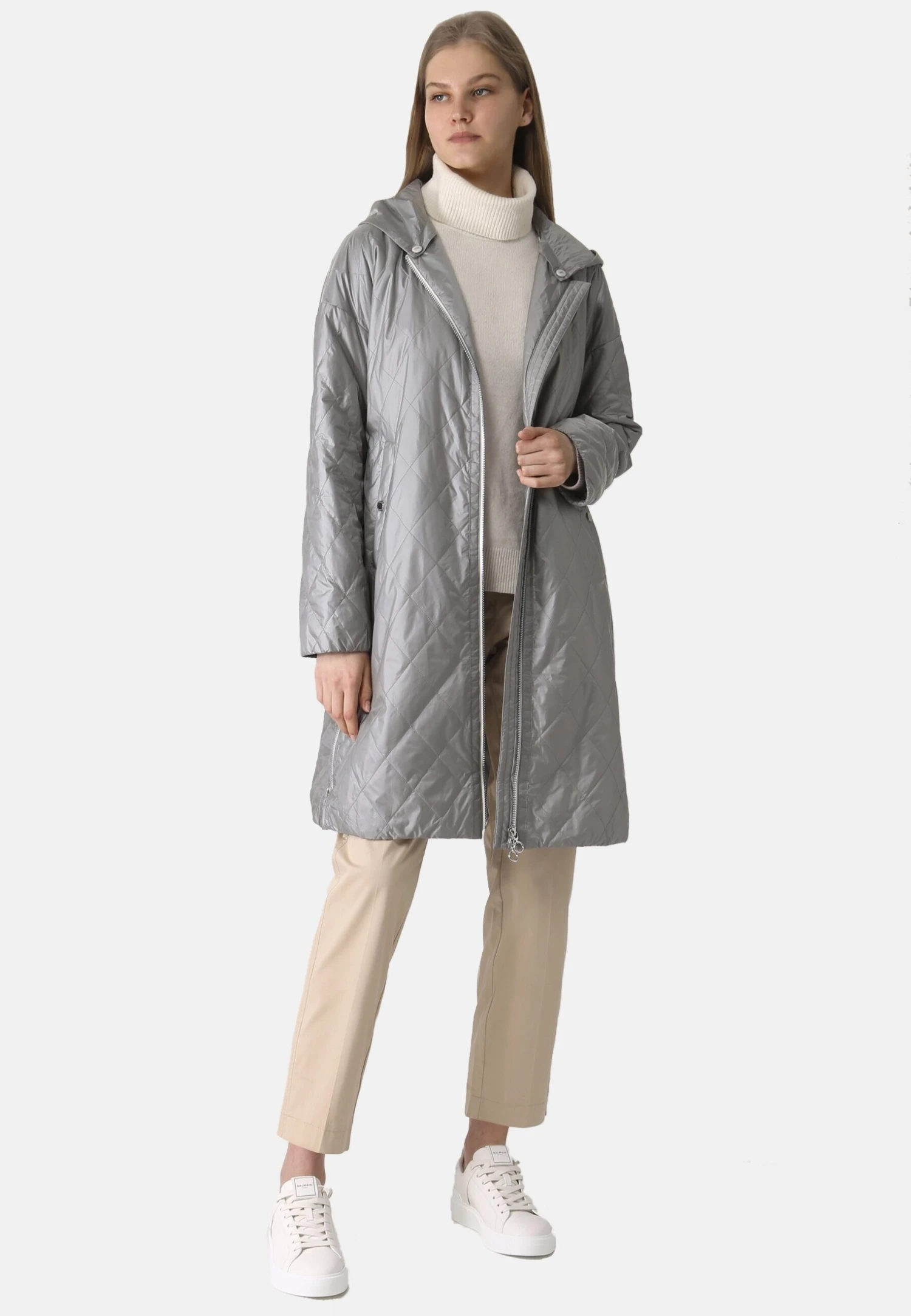 Mit Abnehmbarer Kapuze - Winterjas - Grau 2 Mit Abnehmbarer Kapuze - Winterjas - Grau - Afbeelding 2