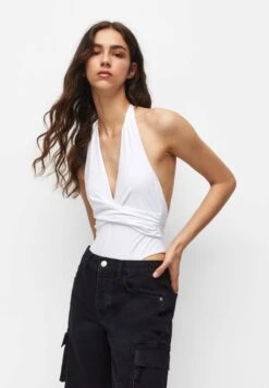 PULL & BEAR Draped Halter - Body - White