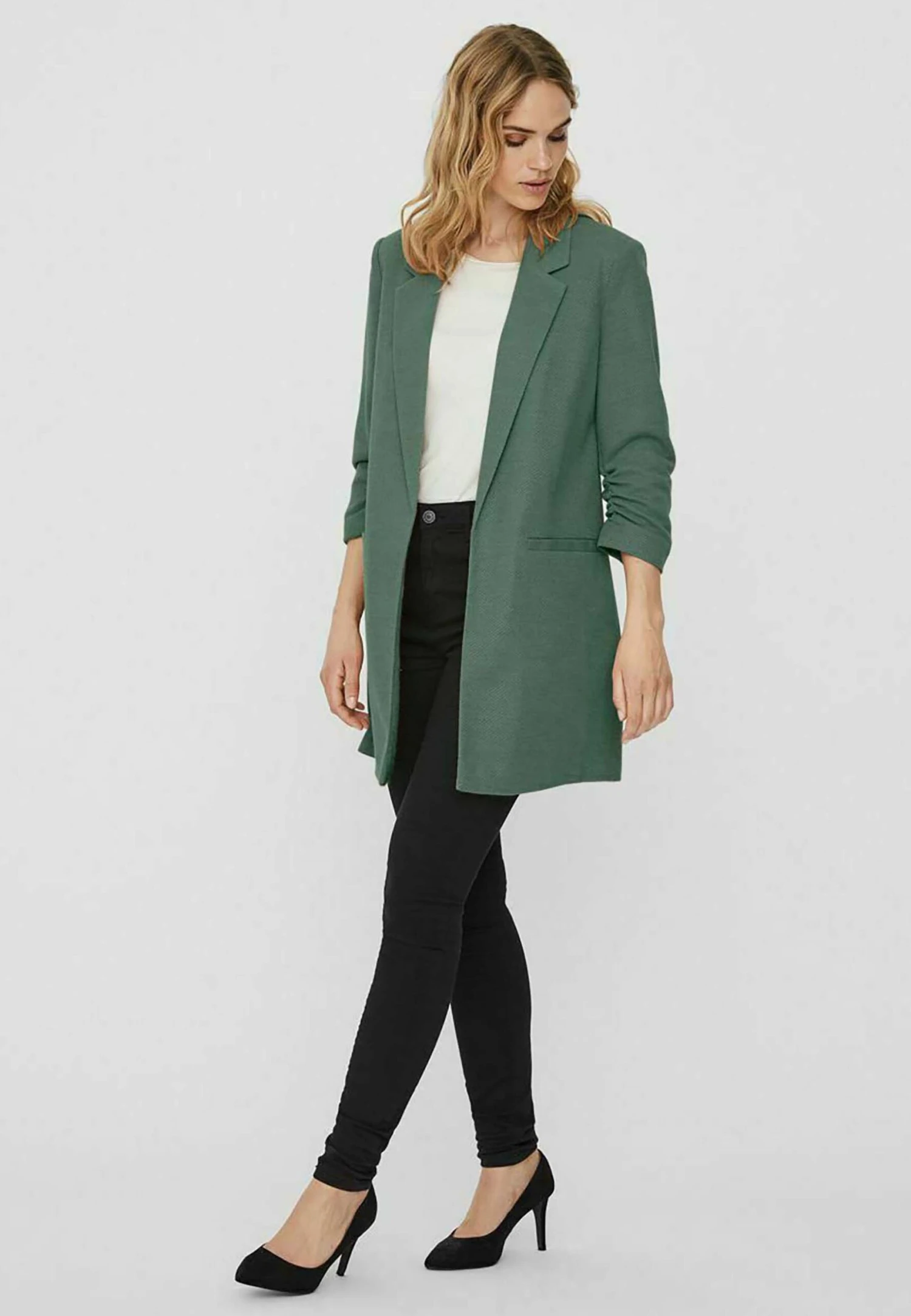 Vero Moda Vmrica Long Blazer - Halflange Jas - Laurel Wreath 2 Vero Moda Vmrica Long Blazer - Halflange Jas - Laurel Wreath - Afbeelding 2