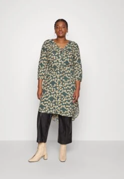 ONLY CARMAKOMA Caranita Denizia 3/4 Blk Drs Aop - Jurk - Balsam Green