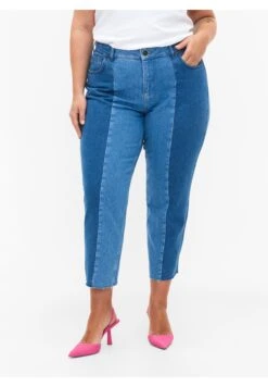 Zizzi Colorblock - Straight Leg Jeans - Blue Denim