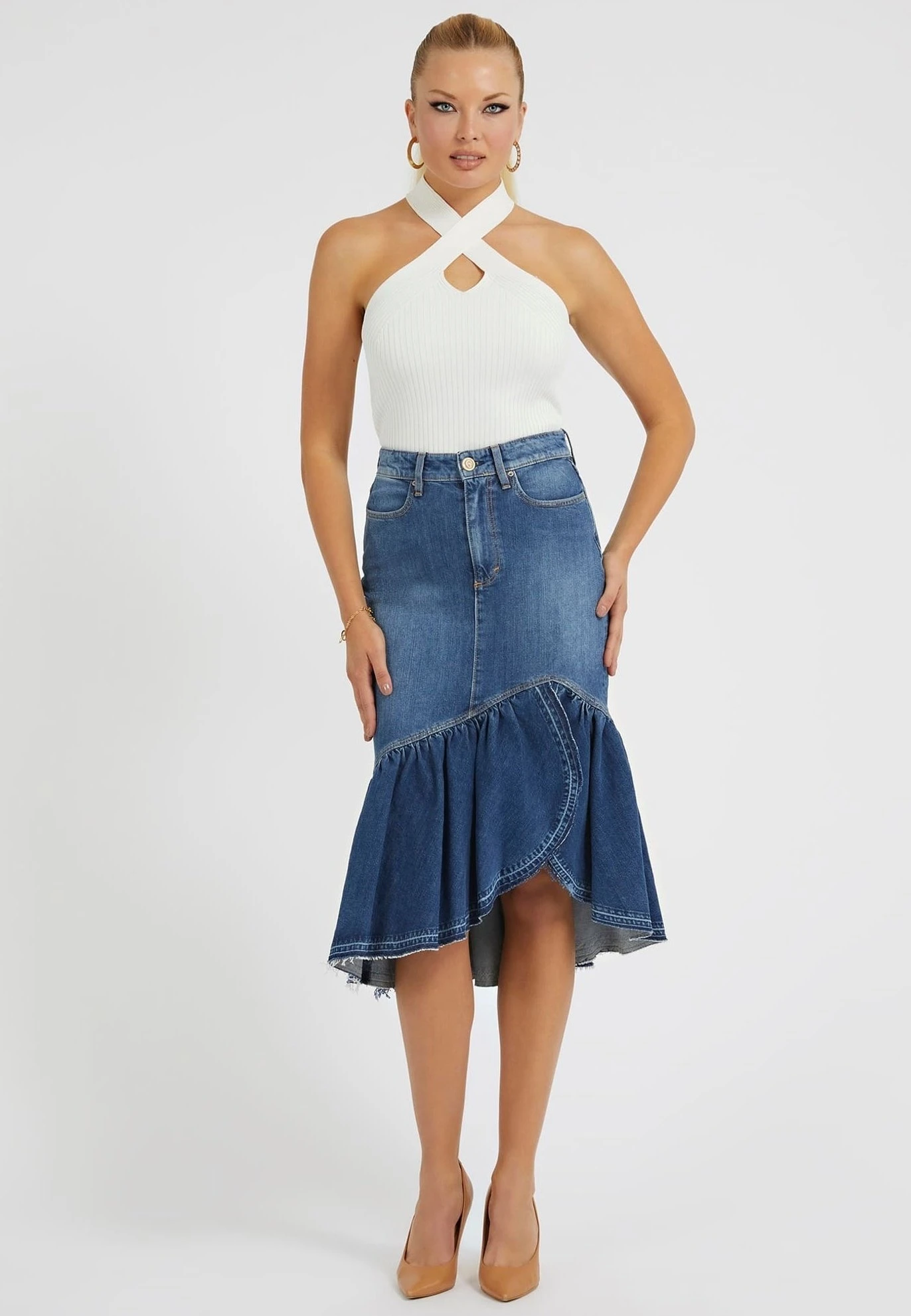 Guess Mit Rüschen - A-Lijn Rok - Blau 2 Guess Mit Rüschen - A-Lijn Rok - Blau - Afbeelding 2