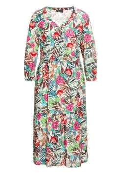 GOLDNER Jurk - Coral / Green / Patterned -Only Mode Winkel 71e1291b6f3248c6bfa2b6eb4965a0ff