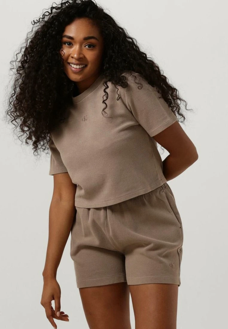 Calvin Klein Waffle- T-Shirt Basic - Lichtgrijs 1 Calvin Klein Waffle- T-Shirt Basic - Lichtgrijs