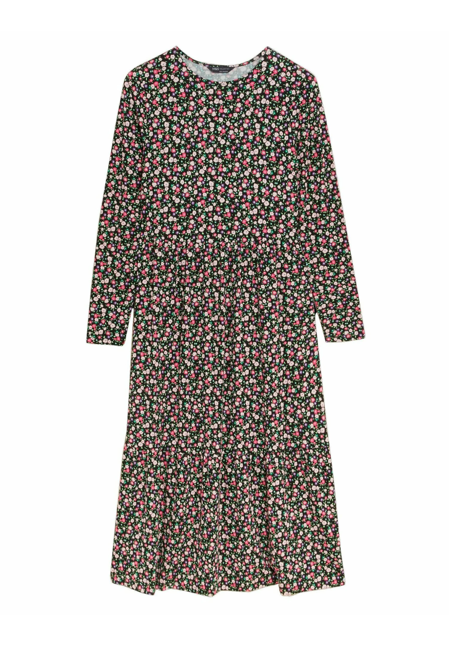 Marks & Spencer Printed Round Neck Midi Tiered- Jerseyjurk - Multi 5 Marks & Spencer Printed Round Neck Midi Tiered- Jerseyjurk - Multi - Afbeelding 5
