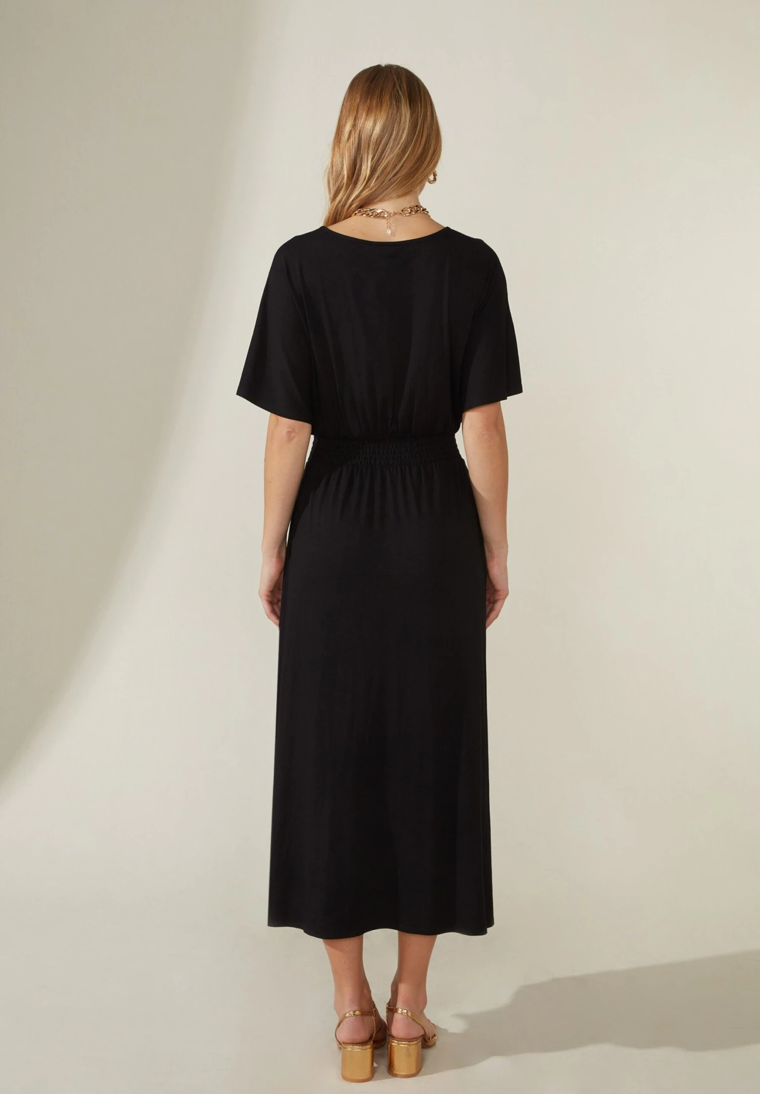 Shirred Waist - Jerseyjurk - Black 2 Shirred Waist - Jerseyjurk - Black - Afbeelding 2