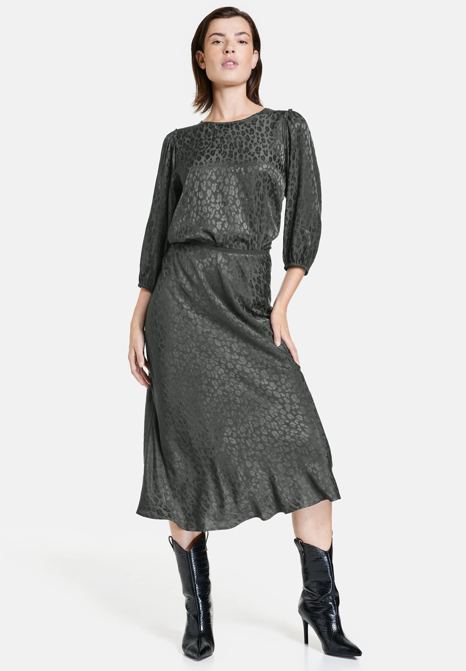 Taifun Lang Weit Mit Jacquardmuster - A-Lijn Rok - Coal Grey 2 Taifun Lang Weit Mit Jacquardmuster - A-Lijn Rok - Coal Grey - Afbeelding 2