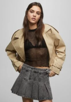 PULL & BEAR With Box Pleats - Plooirok - Dark Grey