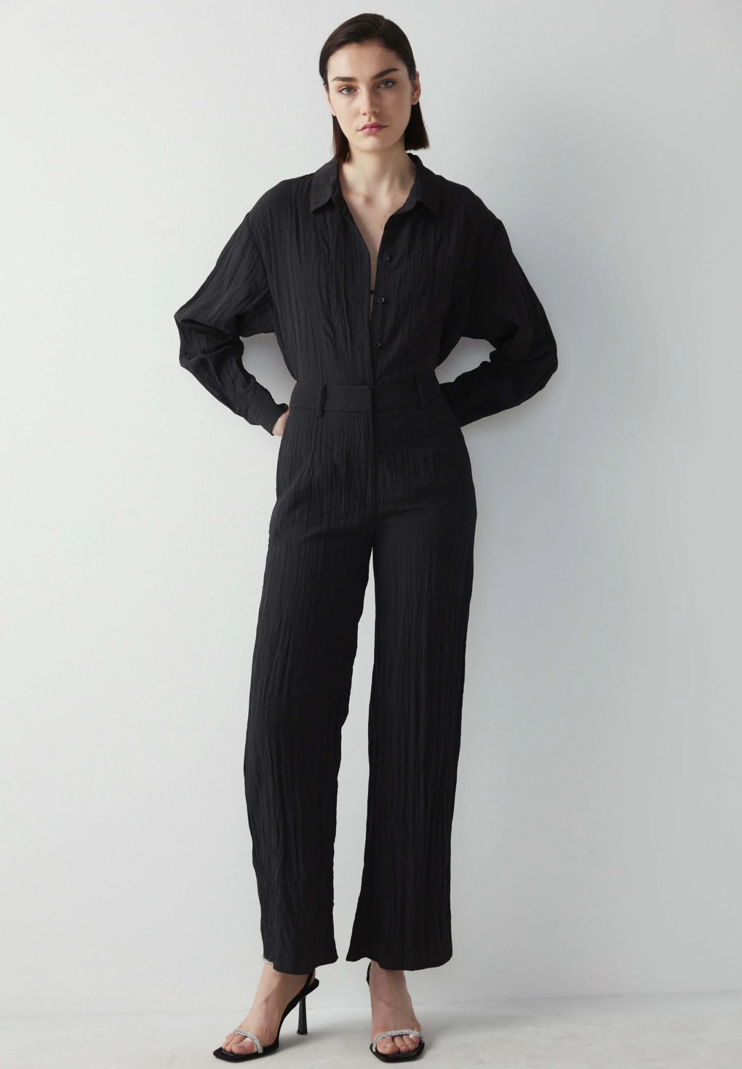 Ipekyol Palazzo Textured Wide Leg Fit - Broek - Black 2 Ipekyol Palazzo Textured Wide Leg Fit - Broek - Black - Afbeelding 2