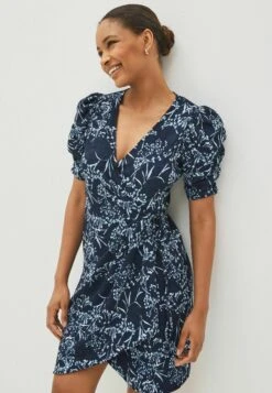 Next Short Sleeve Tea - Jurk - Navy Blue Sprig