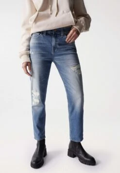 True Cropped - Straight Leg Jeans - Blue