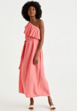 WE FASHION One-Shoulder Jurk - Maxi-Jurk - Pink