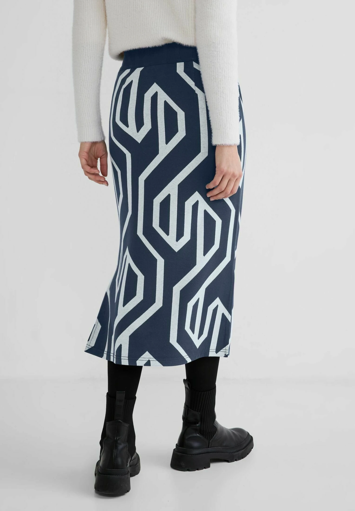 STREET ONE Jacquard Mit Dessin - Kokerrok - Blau 2 STREET ONE Jacquard Mit Dessin - Kokerrok - Blau - Afbeelding 2