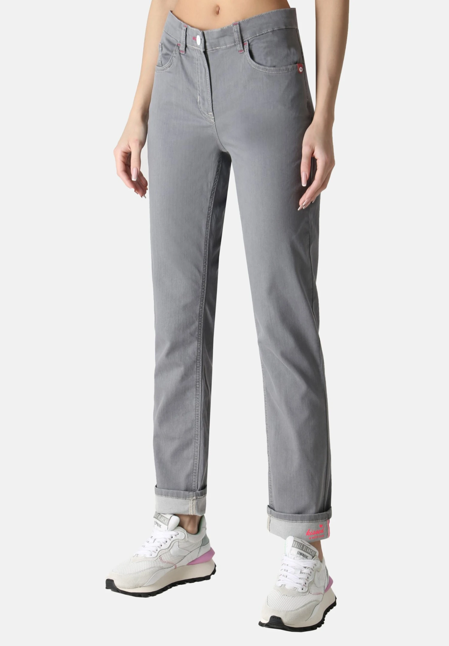 5-Pocket-Helen Classic Fit Aus Stretch- Straight Leg Jeans - Grau 1 5-Pocket-Helen Classic Fit Aus Stretch- Straight Leg Jeans - Grau