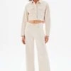 Wide Leg - Flared Jeans - Light Beige