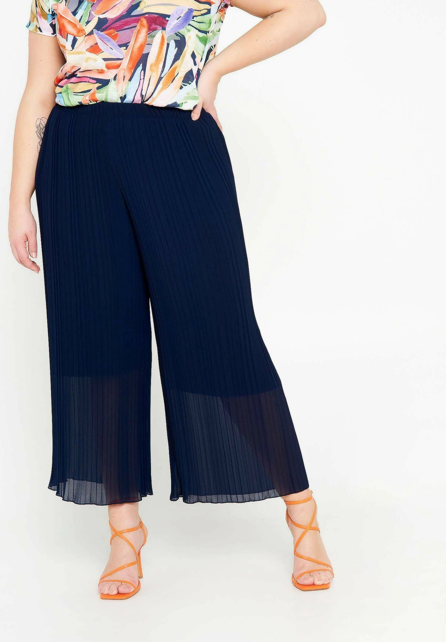 Uni En Voile Plissée - Broek - Navy 1 Uni En Voile Plissée - Broek - Navy