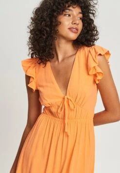 Mia Gathered- Jurk - Orange -Only Mode Winkel 7d2c975d8d9d44689b1b25d47db0e977