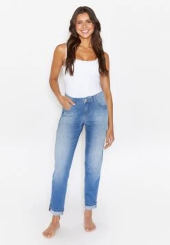 Angels Straight-Jeans 'Darleen Crop Tu Patch' Mit Logo-Applikation - Slim Fit Jeans - Blau -Only Mode Winkel 7eed49c411e14658802042c41d757f81