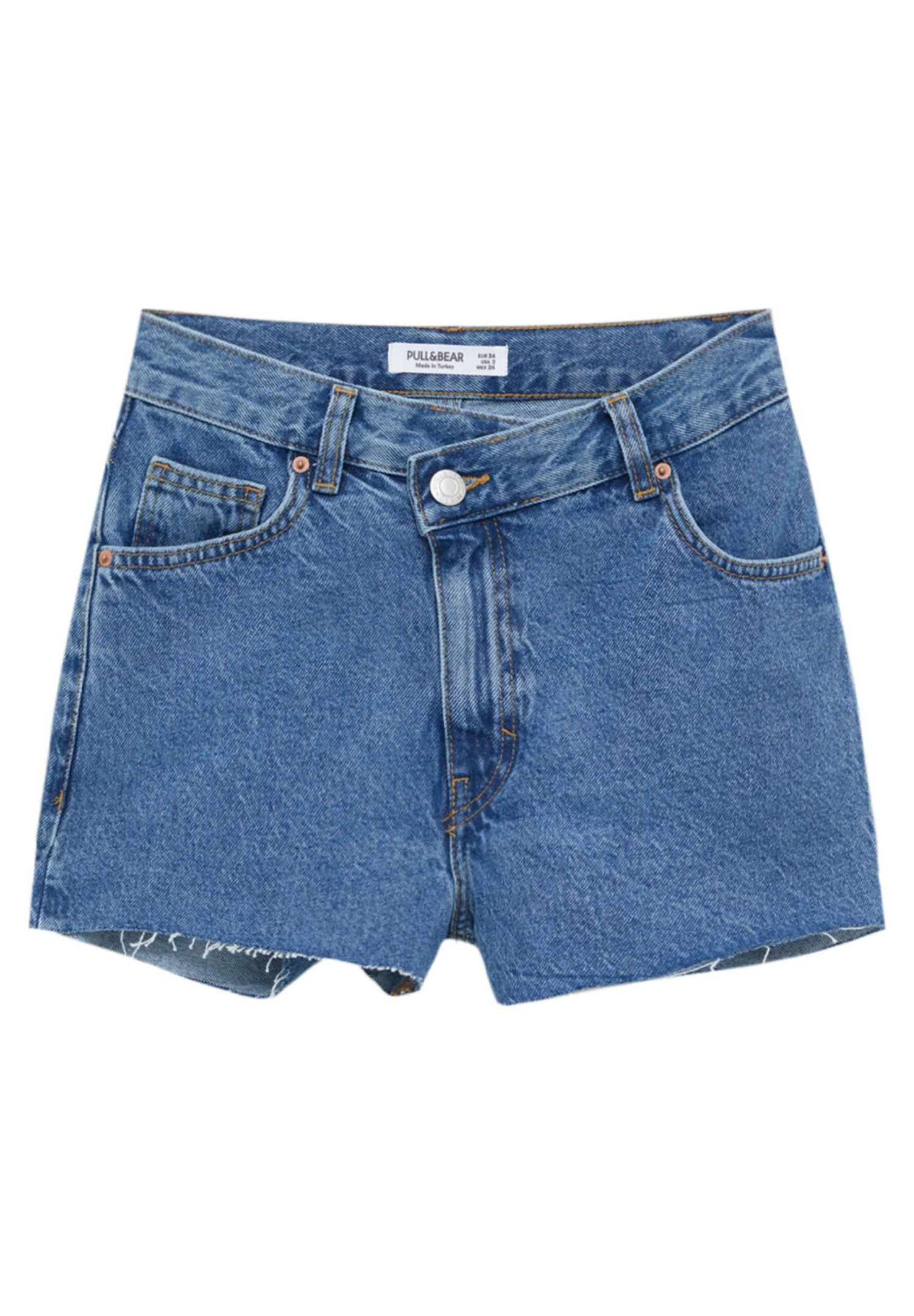 PULL & BEAR With Crossover Waistband - Jeansshort - Blue Grey 6 PULL & BEAR With Crossover Waistband - Jeansshort - Blue Grey - Afbeelding 6