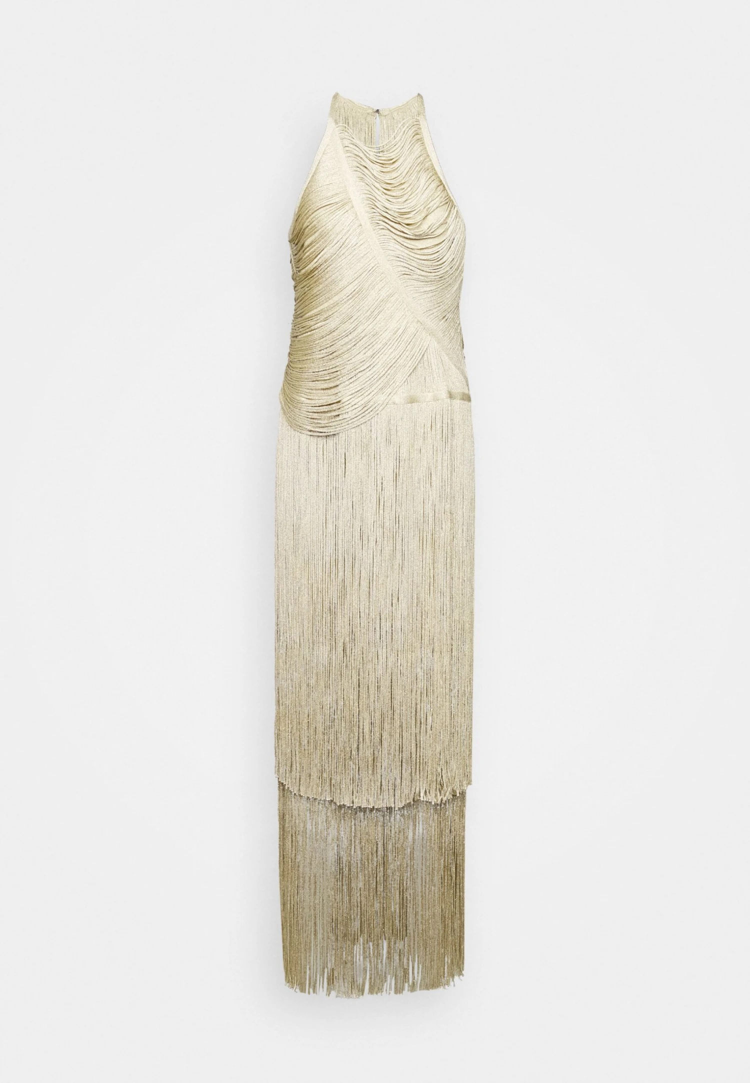 HERVE LEGER Metallic Draped Fringe Gown - Galajurk - Metallic Gold 7 HERVE LEGER Metallic Draped Fringe Gown - Galajurk - Metallic Gold - Afbeelding 7
