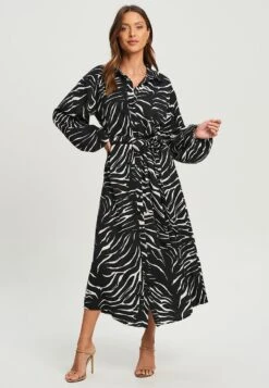 Tussah Maxi-Jurk - Black White Zebra