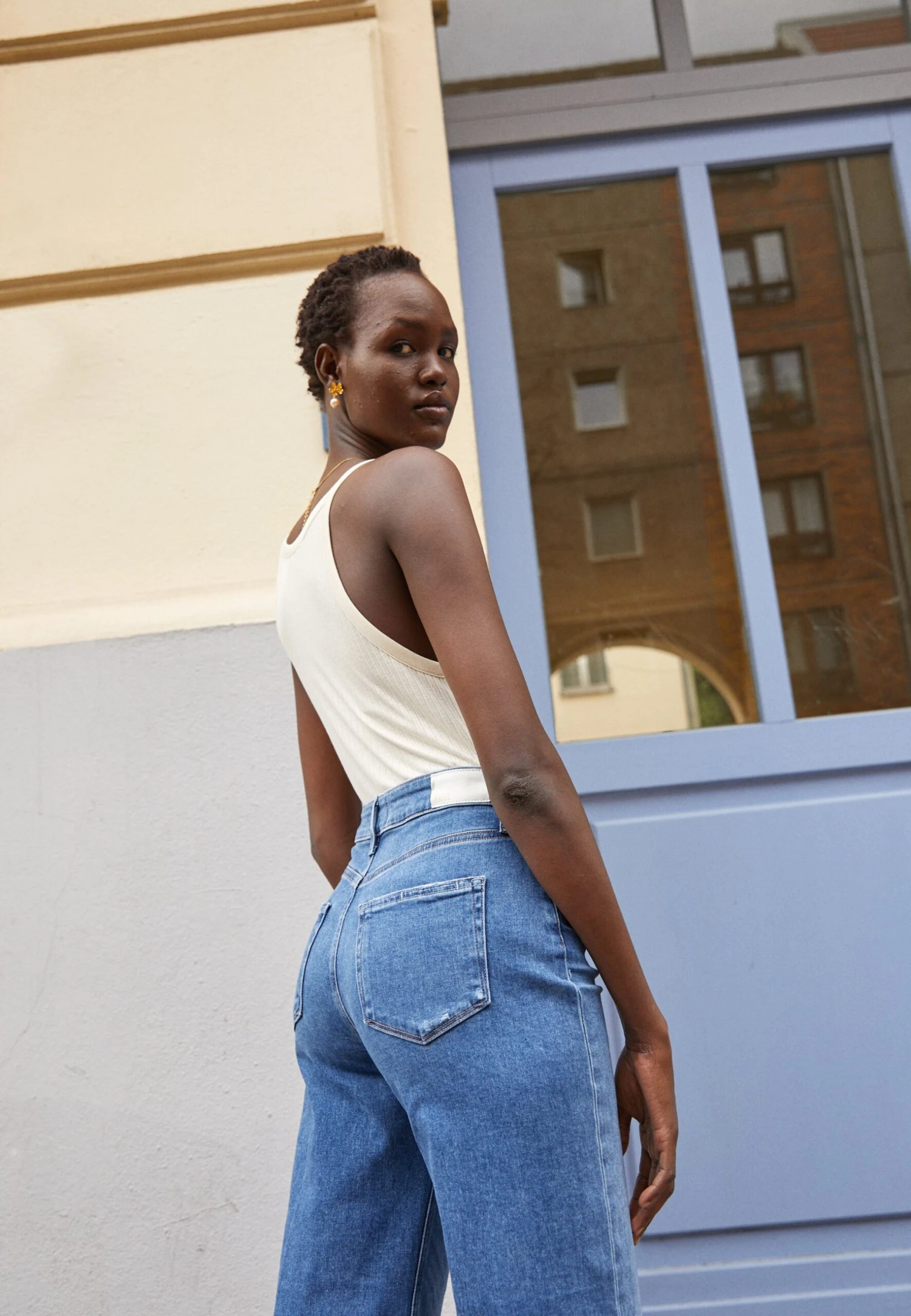 Paige Anessa Raw Hem - Flared Jeans - Blue Denim 4 Paige Anessa Raw Hem - Flared Jeans - Blue Denim - Afbeelding 4