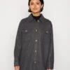 Pieces Pcjudy Shacket- Halflange Jas - Dark Grey