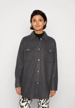 Pieces Pcjudy Shacket- Halflange Jas - Dark Grey