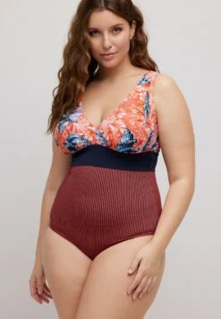 Ulla Popken Badpak - Coral Red Multi