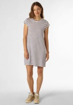 Marie Lund Jerseyjurk - Ecru/Blau