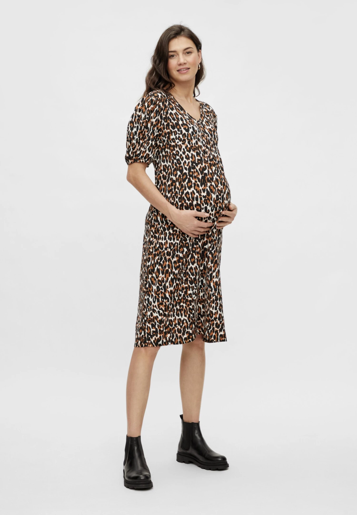 Mamalicious Mlleona - Jurk - White/Brown 2 Mamalicious Mlleona - Jurk - White/Brown - Afbeelding 2