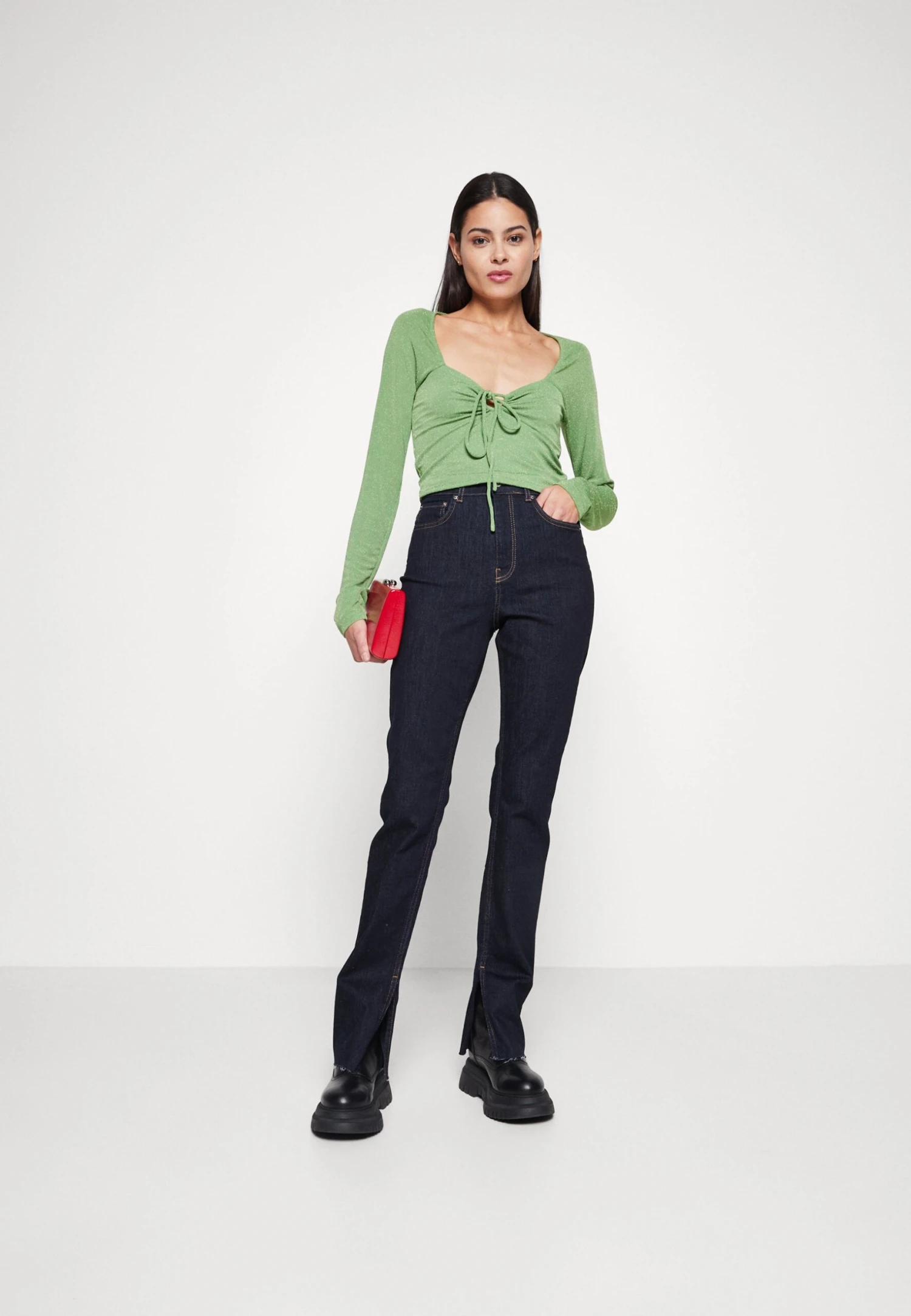 Gina Tricot High Waist Slit Jeans - Straight Leg Jeans - Rinse 2 Gina Tricot High Waist Slit Jeans - Straight Leg Jeans - Rinse - Afbeelding 2