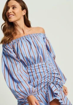 Calli Jamie - Jurk - Blue And Brown Stripe -Only Mode Winkel 8df57010b7c54b54a3f894133fa68837